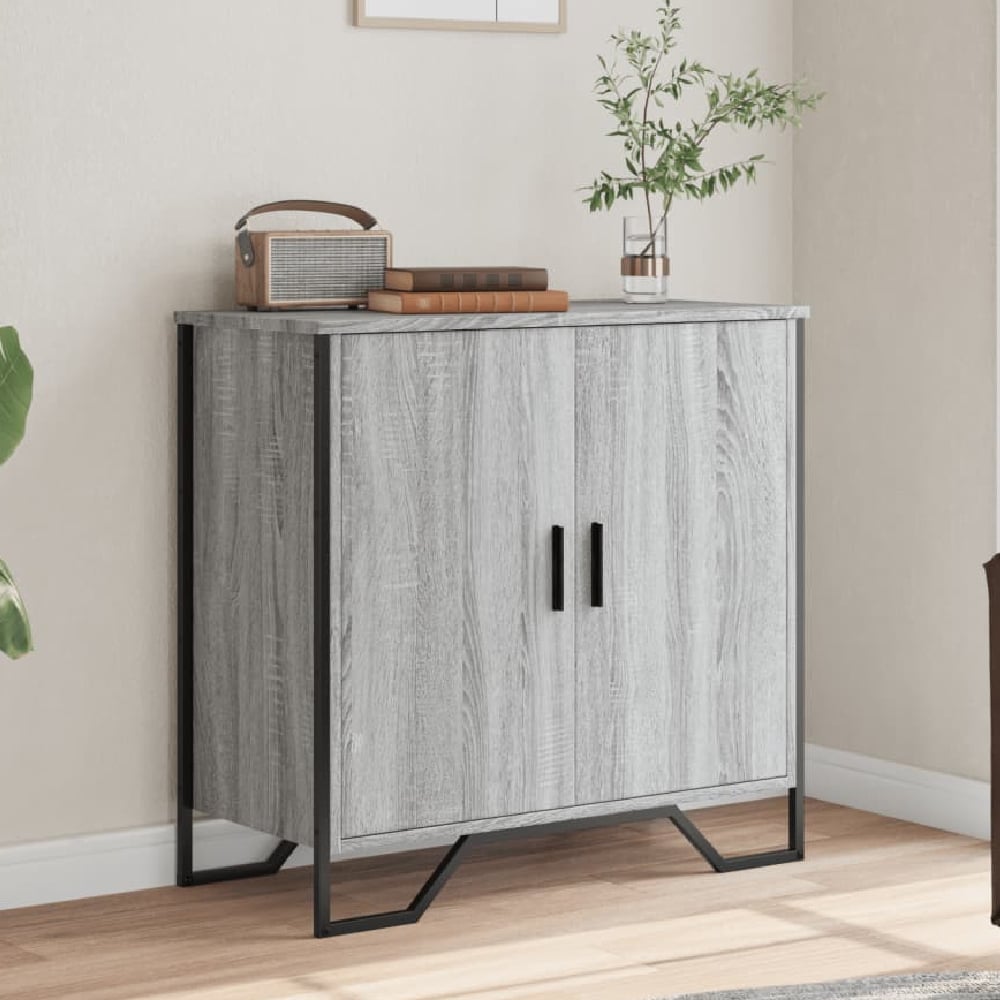 Product photograph of Arvada Wooden Storage Cabinet With 2 Doors In Grey Sonoma from Furniture in Fashion