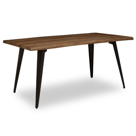 Product photograph of Asana Rectangular Wooden Dining Table With Metal Legs In Brown from Furniture in Fashion