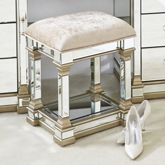 Photo of Asbury mirrored dressing stool in champagne