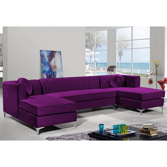 Read more about Asbury u-shape plush velvet corner sofa in boysenberry