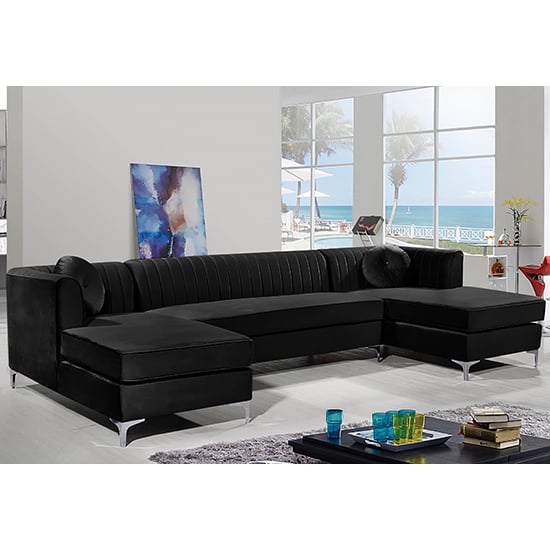 Product photograph of Asbury U-shape Plush Velvet Corner Sofa In Cosmic from Furniture in Fashion