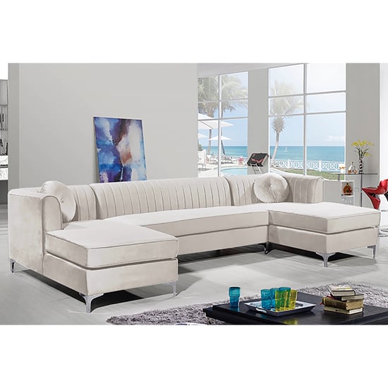 Read more about Asbury u-shape plush velvet corner sofa in cream