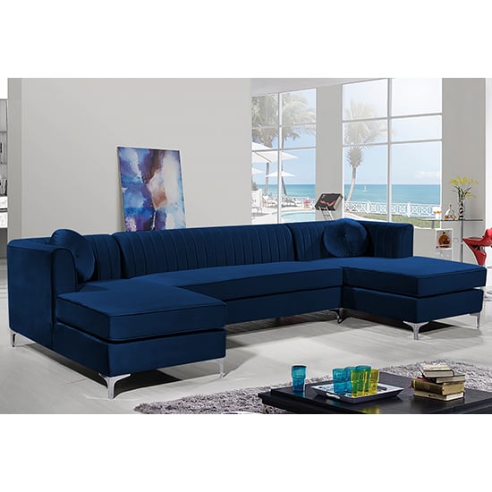 Read more about Asbury u-shape plush velvet corner sofa in navy