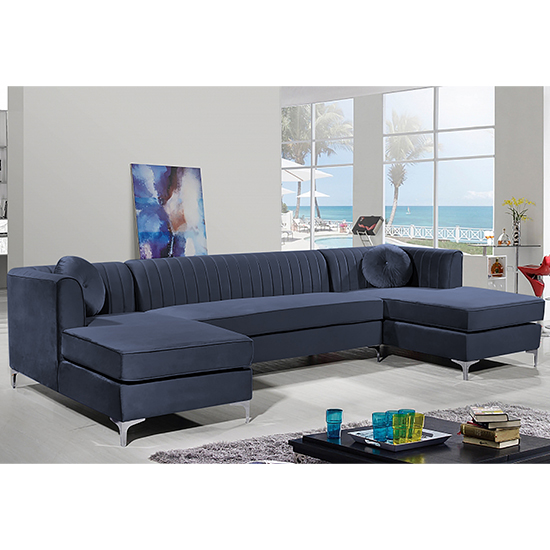 Read more about Asbury u-shape plush velvet corner sofa in slate