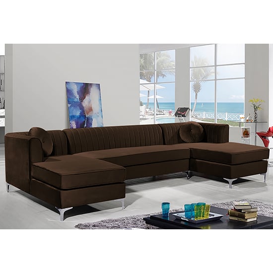 Read more about Asbury u-shape plush velvet corner sofa in taupe