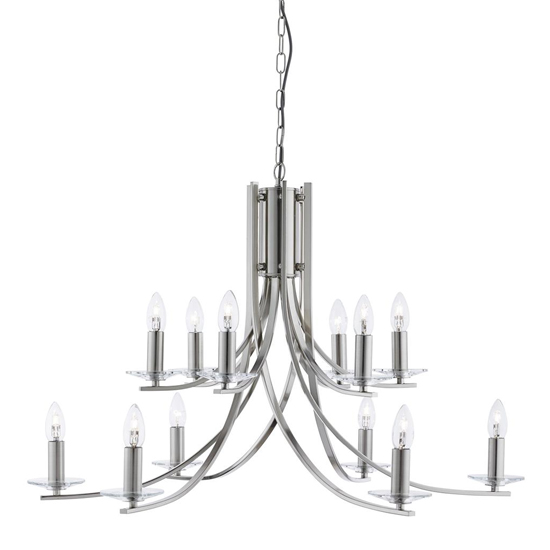 Read more about Ascona 12 lights clear glass pendant light in satin silver