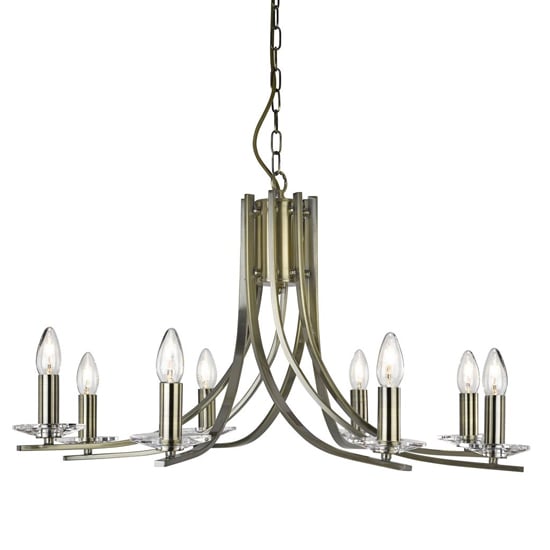 Read more about Ascona 8 lights clear glass pendant light in antique brass
