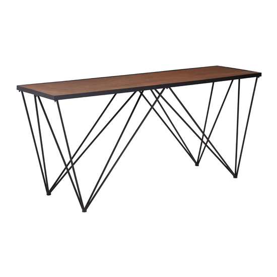 Photo of Ashbling wooden console table with black metal frame in natural