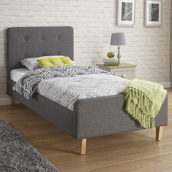 Photo of Alkham fabric upholstered single bed in grey