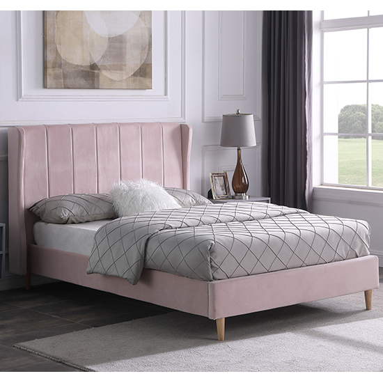 Photo of Ashburton velvet fabric king size bed in pink