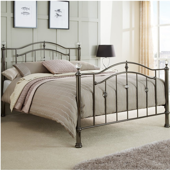 Ashley Metal Double Bed In Black Nickel | Furniture in Fashion