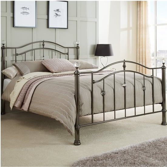 Ashley Metal Small Double Bed In Black Nickel 