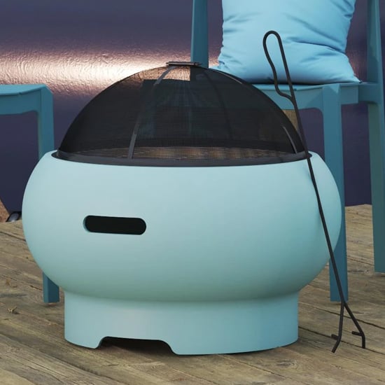 Product photograph of Ashur Ceramic Burning Fire Pit With Grilling In Aqua Haze from Furniture in Fashion