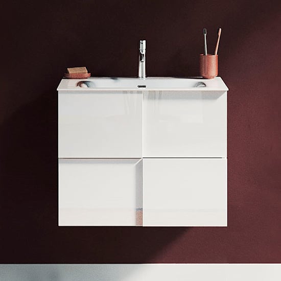 Photo of Aleta high gloss 60cm wall vanity unit and 2 drawers in white