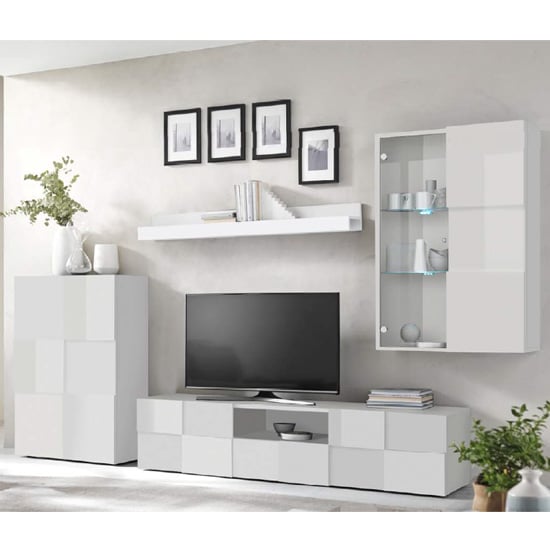Read more about Aleta high gloss living room furniture set in white