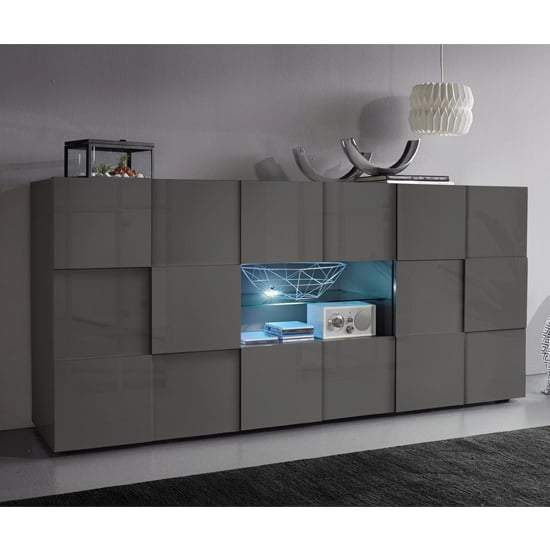 Product photograph of Aspen Modern Sideboard In Grey High Gloss With Led from Furniture in Fashion