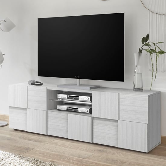 Product photograph of Aspen Wooden Tv Stand In Eucalyptus Oak With 2 Doors 1 Drawer from Furniture in Fashion