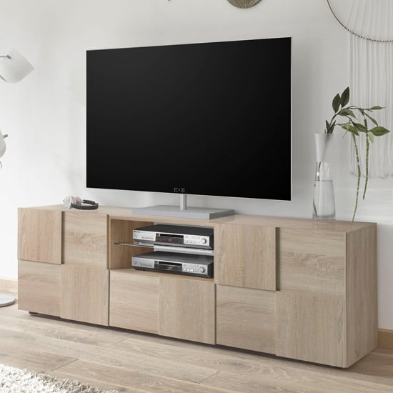 Product photograph of Aspen Wooden Tv Stand In Sonoma Oak With 2 Doors 1 Drawer from Furniture in Fashion