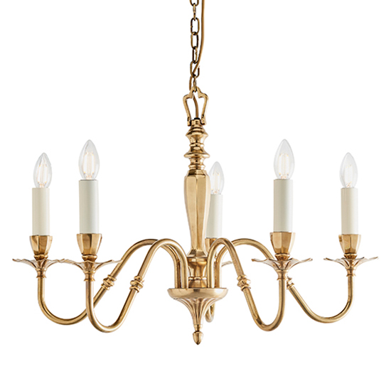 Asquith 5 Lights Gloss Ivory Pendant Light In Solid Brass | Furniture ...