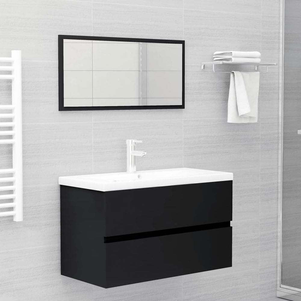 assago wooden 2 piece bathroom furniture set in black