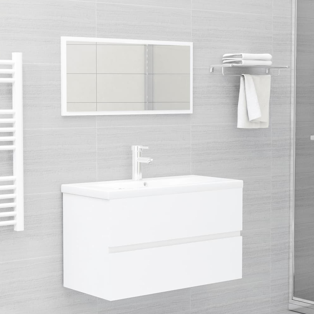 assago wooden 2 piece bathroom furniture set in white