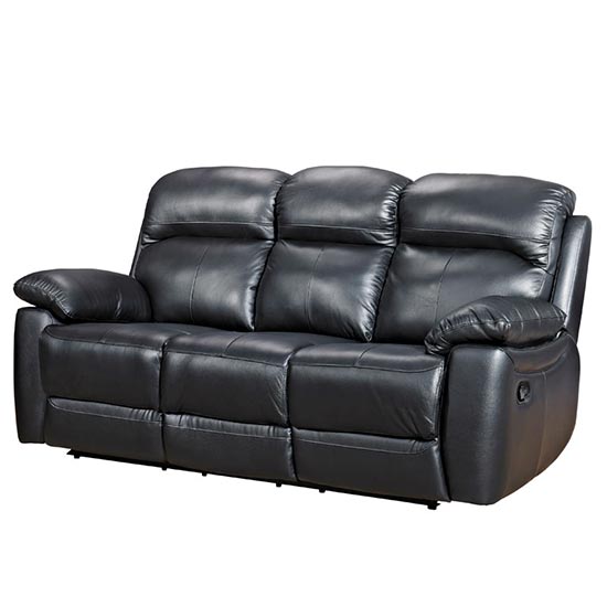Product photograph of Astona Leather 3 Seater Recliner Sofa In Black from Furniture in Fashion