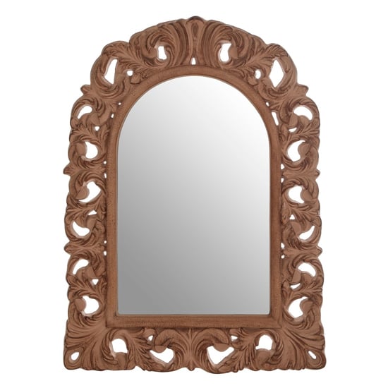 Product photograph of Astoya Arc Leaf Wall Mirror In Antique Brown from Furniture in Fashion