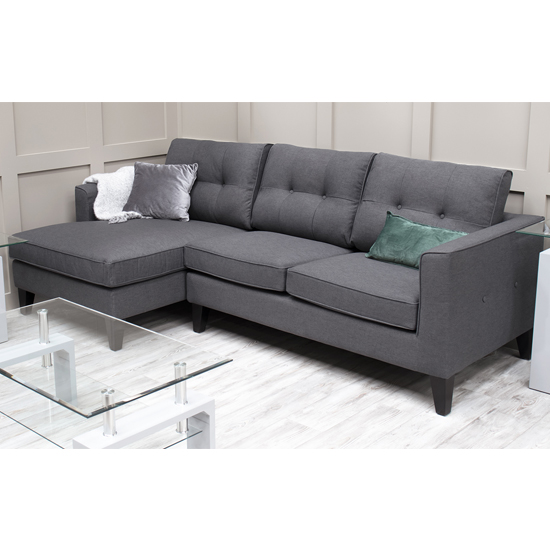 Product photograph of Astride Fabric Left Hand Corner Sofa In Charcoal from Furniture in Fashion