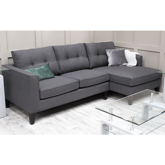 Product photograph of Astride Fabric Right Hand Corner Sofa In Charcoal from Furniture in Fashion