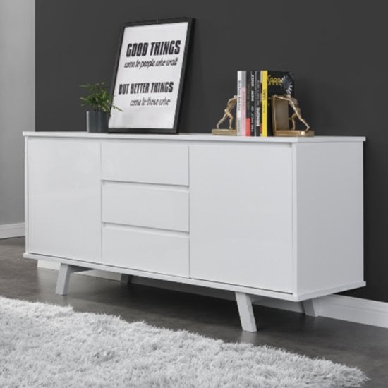 Read more about Astrik high gloss sideboard with 2 doors 3 drawers in white
