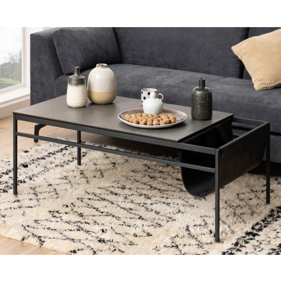 Read more about Ataloya marble coffee table with rack in black