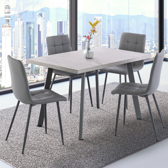 Athens Dining Set In Light Grey With 4 Virgo Chairs | Furniture in Fashion