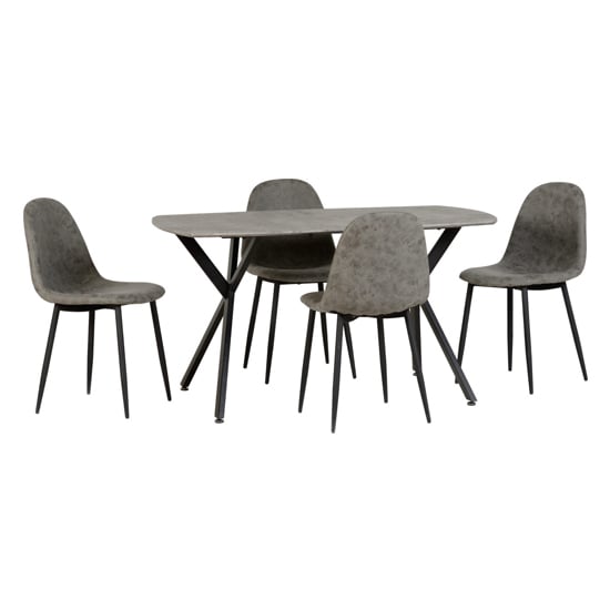 Read more about Alsip rectangular dining table in concrete effect with 4 chair