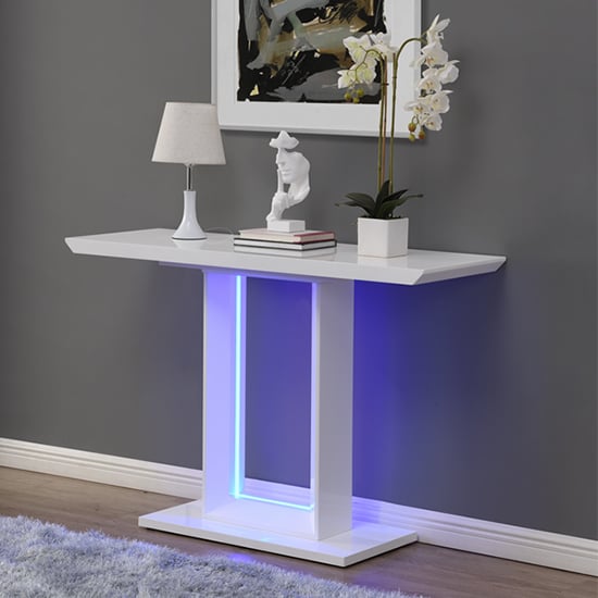Read more about Atlantis high gloss console table in white with led lighting