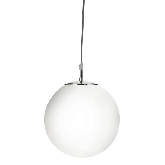 Read more about Atom large opal glass ceiling pendant light in satin silver