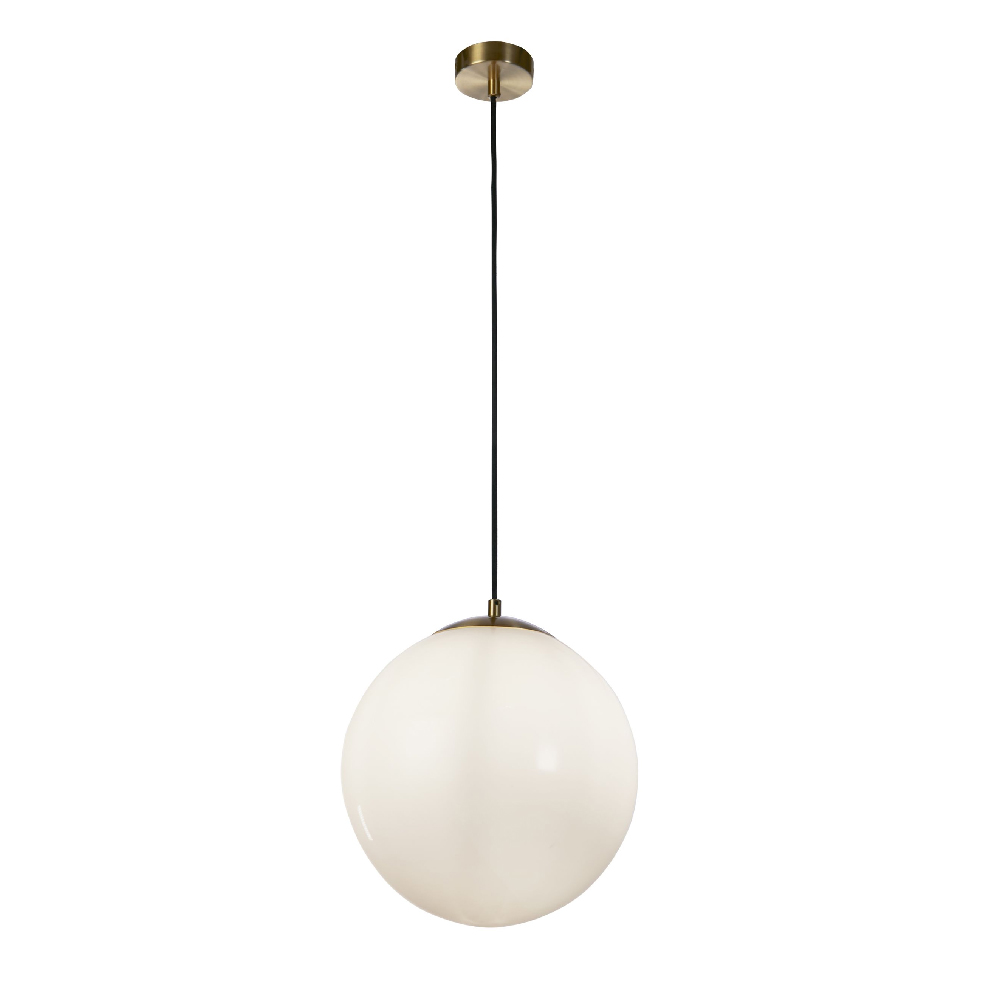 Product photograph of Atom Opal Shade Ceiling Pendant Light In Satin Brass from Furniture in Fashion