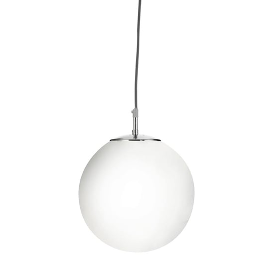 Photo of Atom small opal glass ceiling pendant light in satin silver
