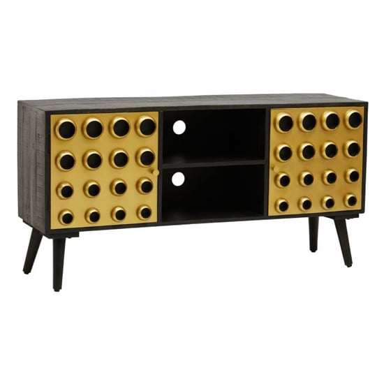 Product photograph of Atria Wooden Tv Stand With 2 Doors In Black And Gold from Furniture in Fashion
