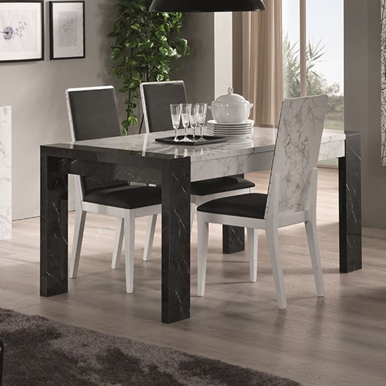 Read more about Attoria gloss black and white marble effect dining table 6 chair