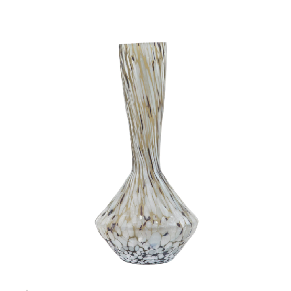 auburn glass decorative vase in brown and white