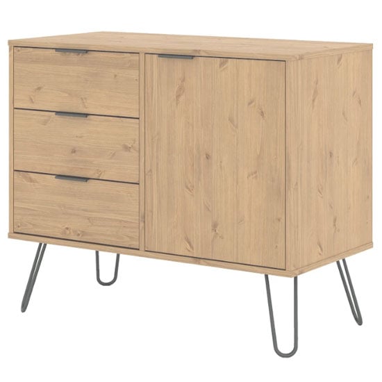 Read more about Avoch wooden sideboard in waxed pine with 1 door 3 drawers
