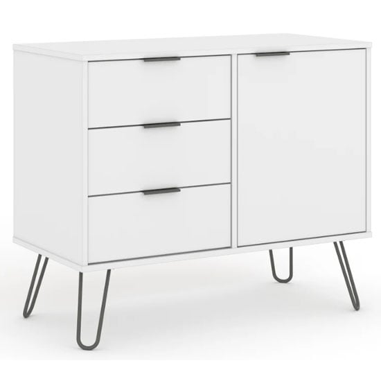 Read more about Avoch wooden sideboard in white with 1 door 3 drawers