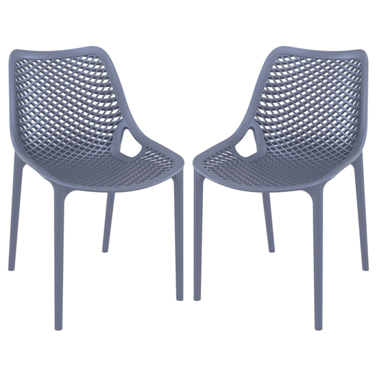 Photo of Aultas outdoor dark grey stacking dining chairs in pair