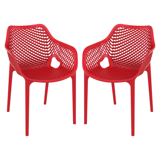 Photo of Aultos outdoor red stacking armchairs in pair