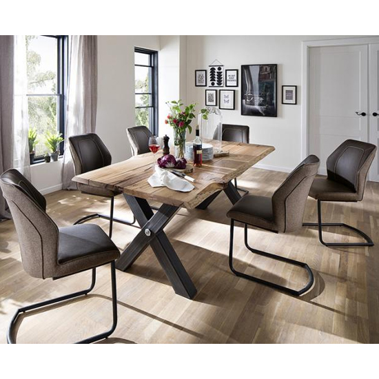 Austell Extra Large Dining Set In With 6 Aberdeen Brown Chairs | Sale