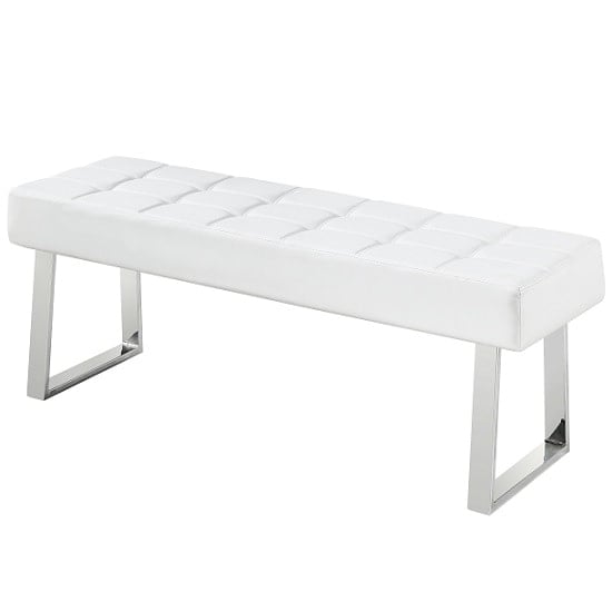 Photo of Austin large faux leather dining bench in white