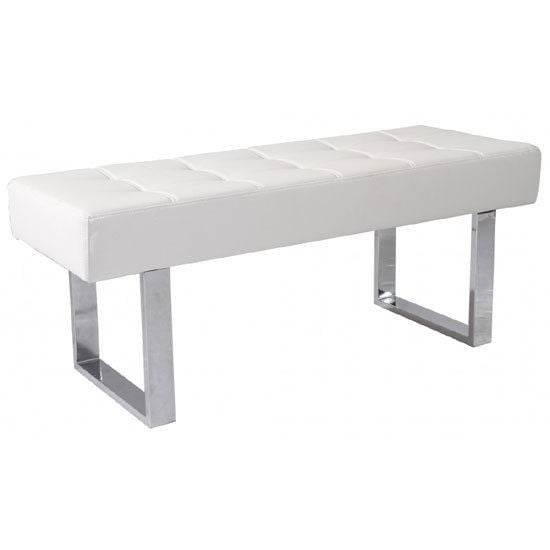 Product photograph of Austin Small Faux Leather Dining Bench In White from Furniture in Fashion
