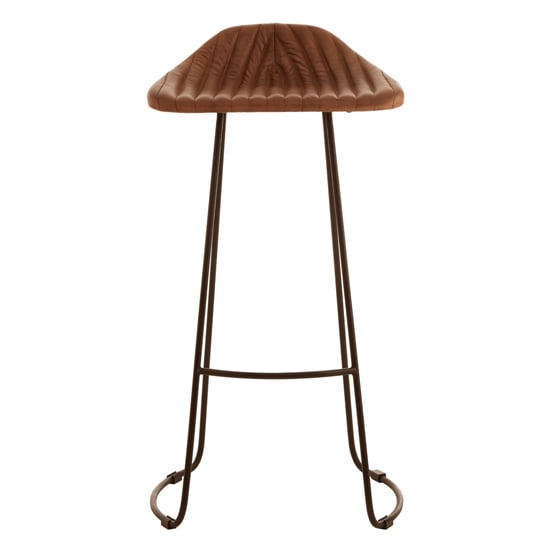 Read more about Australis brown leather bar stool with iron sled base