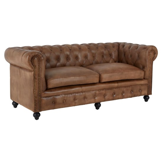 Product photograph of Australis Upholstered Leather 3 Seater Sofa In Brown from Furniture in Fashion