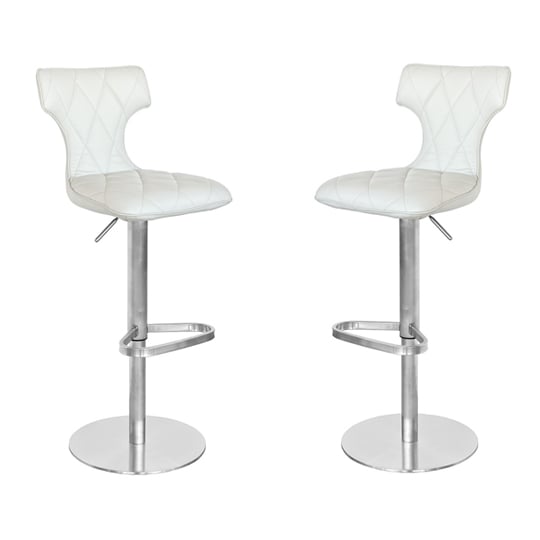 View Ava cream leather bar stool in pair